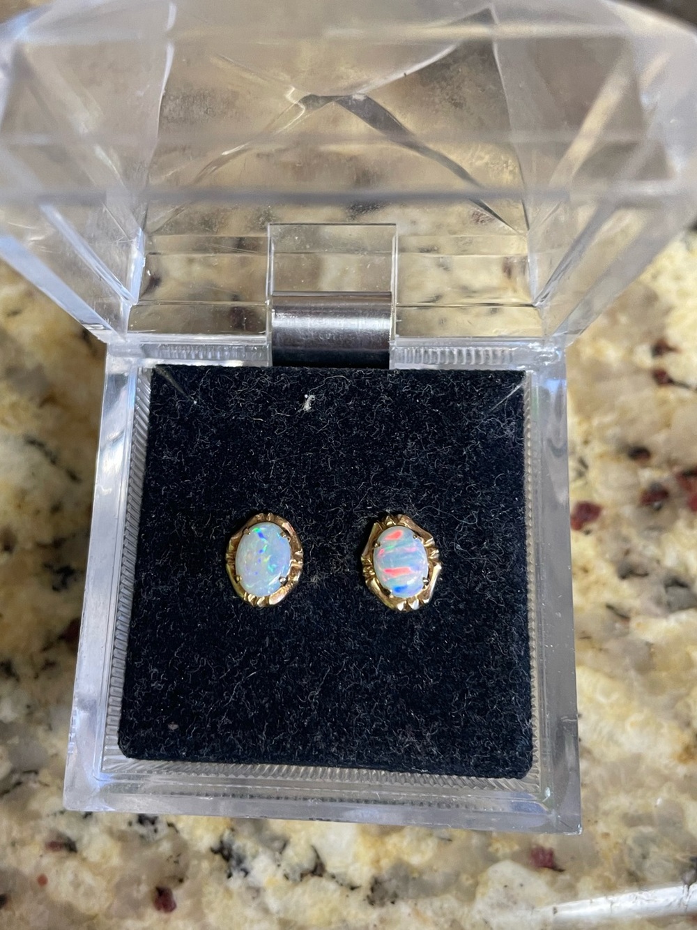 Opal 14k Gold earrings are Vintage 14k on posts and backings